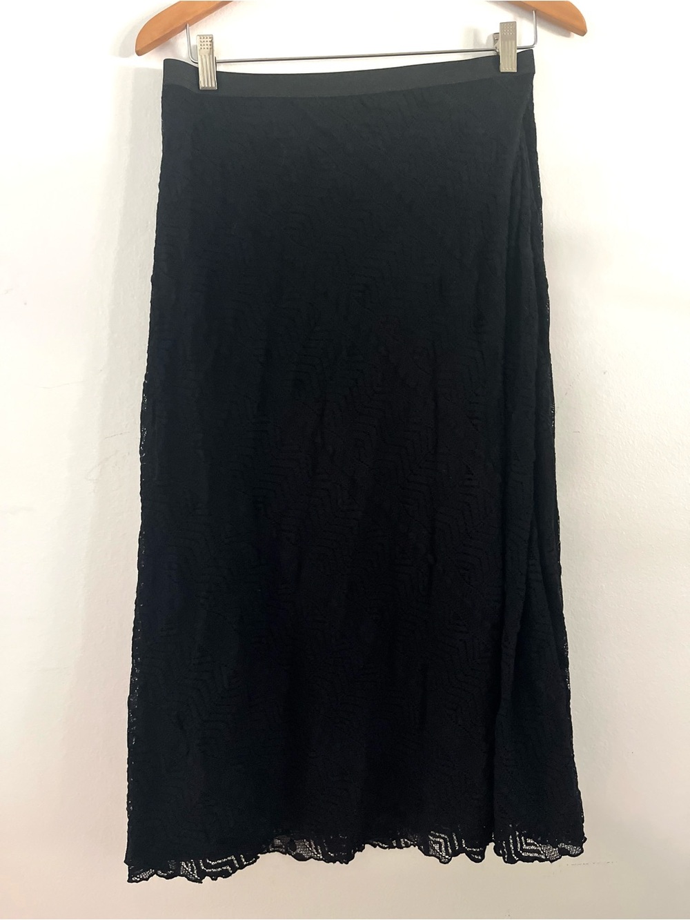 Covington Maxi Skirt Black Lacy Texture Lined Elastic Waist Women's Size 20/22W